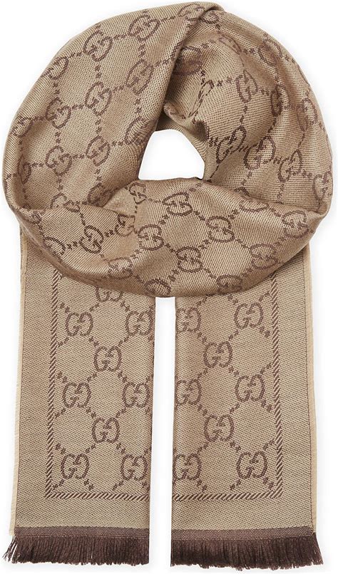 gucci gg logo scarf brown|gucci scarf gg wool authentic.